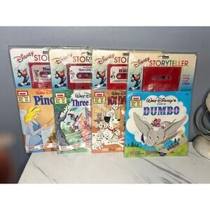 Vintage Disney Storyteller Read-Along Cassette Set – 5 Sealed Books & Tapes